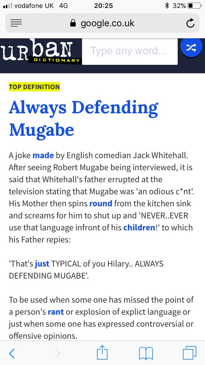 jackwhitehall's tweet photo. Don’t worry Mugabe you’ll always have my mother to defend you.
This was a story from my first ever Edinburgh show. A story that’s in no way elaborated and happened word for word! No footage of it exists but it’s immortalised on @UrbanDictionay https://t.co/S4yzPW4igk