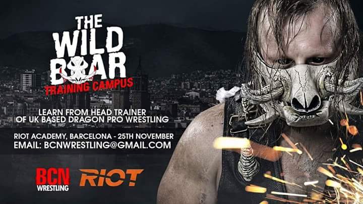 BCN_C_WRESTLING's tweet photo. Wild Boar @WILDBOARhitch , el entrenador jefe de Dragón Pro Wrestling ofrecerá el sábado 25 de noviembre un campus en el centro de entrenamiento de Riot Wrestling.
Precio: 25€/persona

Horario: 17:00 a 20:00 (apertura a las 16:00)

Lugar: Passatge Vintró 16 (Metro L1/L2 Clot) https://t.co/H5rVZv81HF
