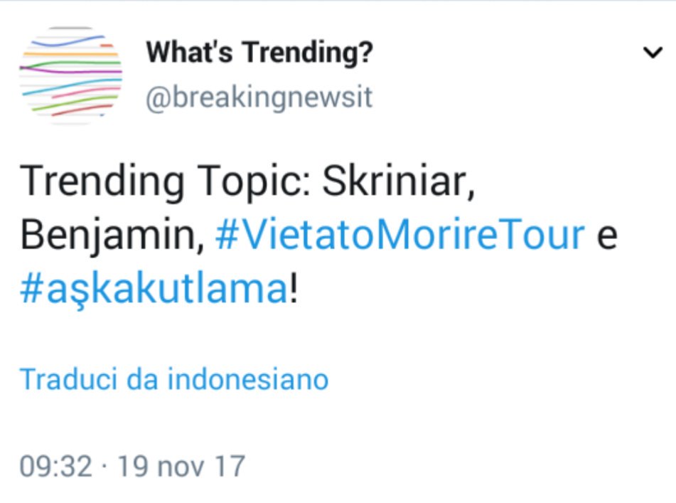 famedalupi's tweet photo. Trentadue minuti ed è Trend Topic 
#VietatoMorireTour
Chiudiamo col botto https://t.co/zzWbjwp5bG