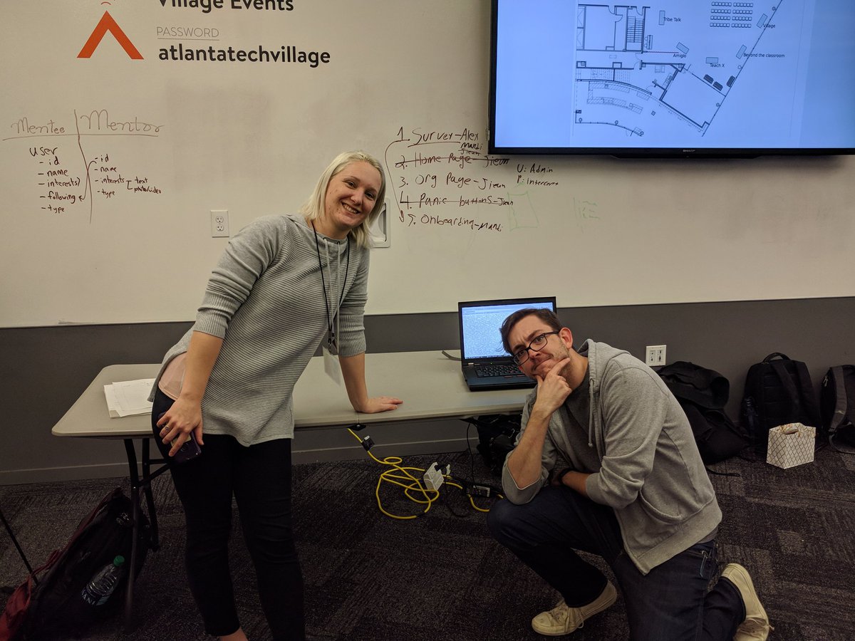 goodienation's tweet photo. @interceptatl, @flylifeorg, @_TribeTalk, + @amiglo getting ready to show the judges their products! #HacktheViolence #GoodieHack https://t.co/XB1IwoyhOi