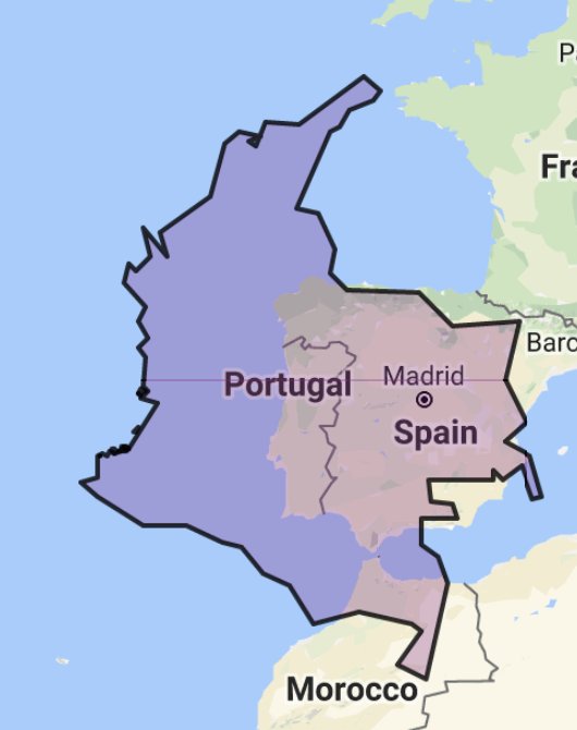 OverlapMaps's tweet photo. #Columbia is bigger than #Portugual and #Spain combined! https://t.co/IHna04lwj4
