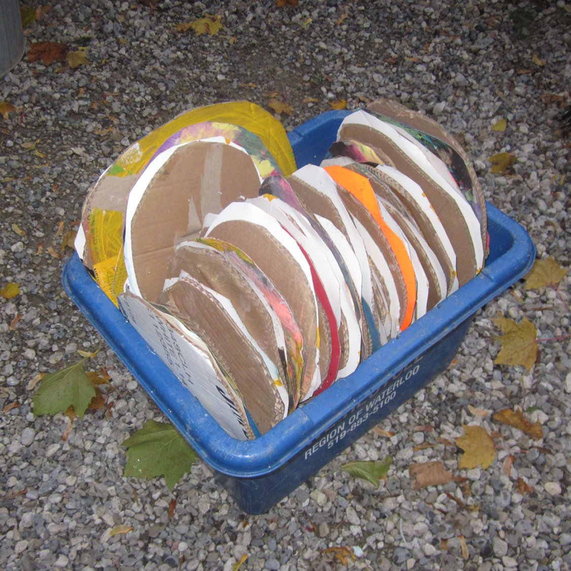 Art installation 'puddles' project ... made from waste newsprint &amp; cardboard ... has been recycled afterwards!