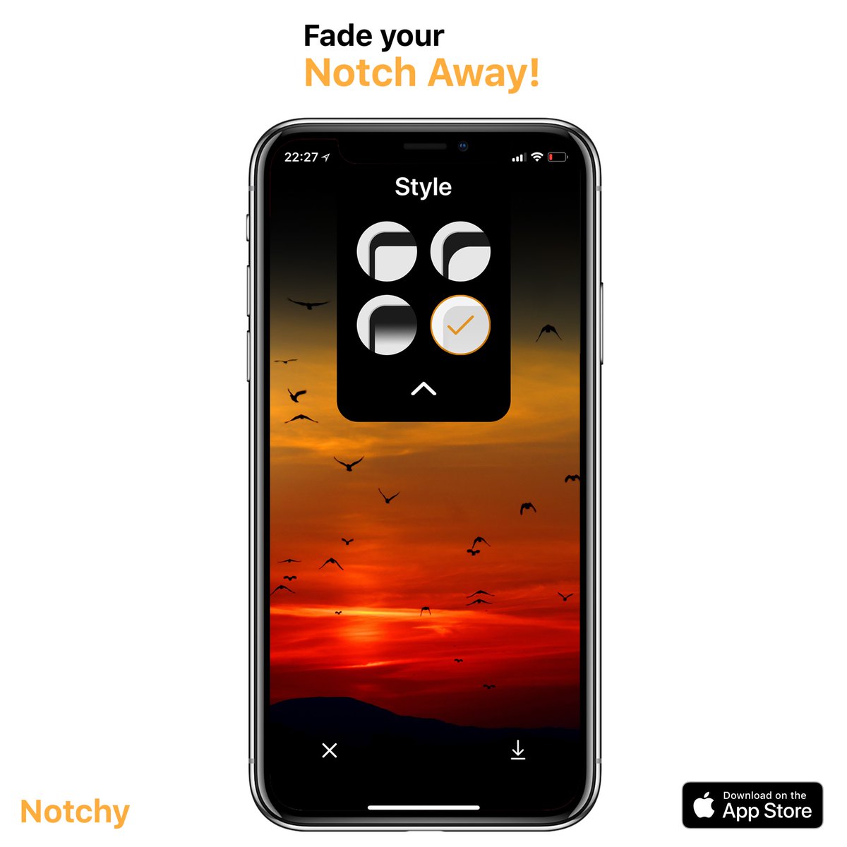 NotchyApp's tweet photo. Notchy fades your #IPhoneX #Notch away for free and without watermarks! https://t.co/VZnxnOLlOM
