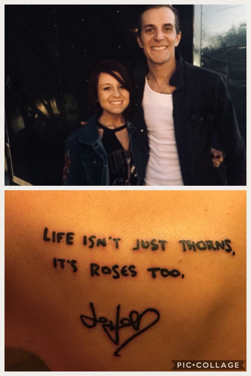 Thank you <a href="/johnmaine/">John O'Callaghan</a> for taking time to write out my favorite quote of yours for a tattoo on my back left shoulder. I suffer from anxiety and this is a reminder to remember the good things in life. <a href="/themaine/">The Maine</a> are my favorite band and I always enjoy seeing you guys live. Much love!