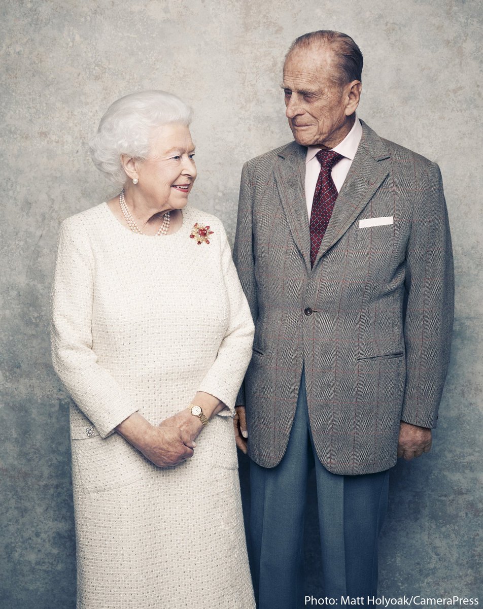 RoyalFamily's tweet photo. In these new photographs, The Queen and The Duke were pictured in front of a platinum-textured back drop.
The marriage of the then Princess Elizabeth to Lieutenant Philip Mountbatten took place at Westminster Abbey on 20th November 1947. (3/3) https://t.co/Orf37QKqwC