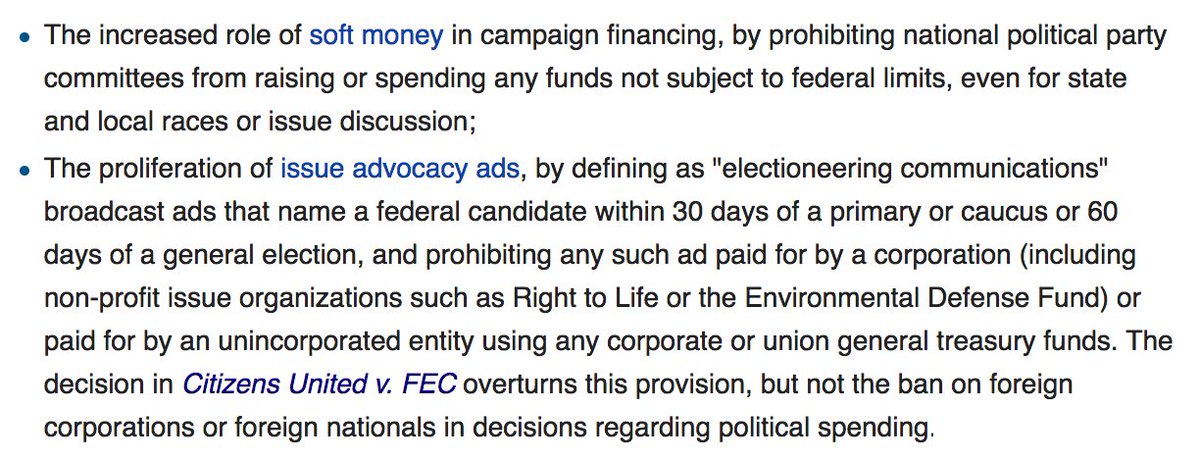 20/ The Bipartisan Campaign Reform Act (also known as the McCain-Feingold Act) became law on Nov. 6, 2002. It was meant to address two issues: