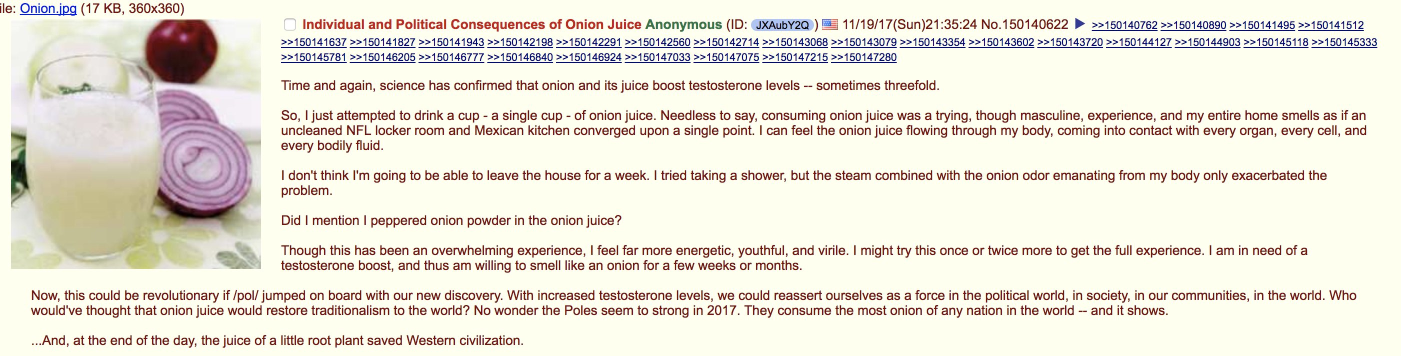 Onions increase testosterone by 300 results