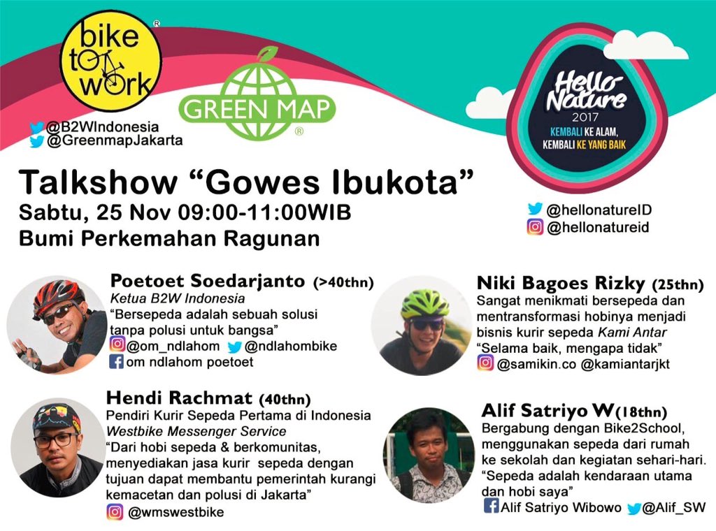 Ayoo, siapa yg berkenan hadir, kita ramaikan acara hello nature dengan menggunakan transportasi hijau