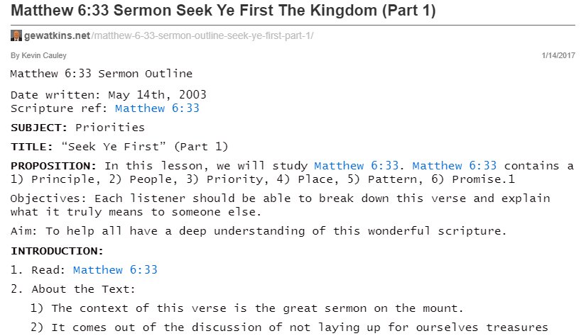 gewatkins's tweet photo. Seek Ye First The Kingdom (Part 1) https://t.co/l3bg4e00nL #SermonOutlines #ChurchofChrist https://t.co/gli3ROMEAn