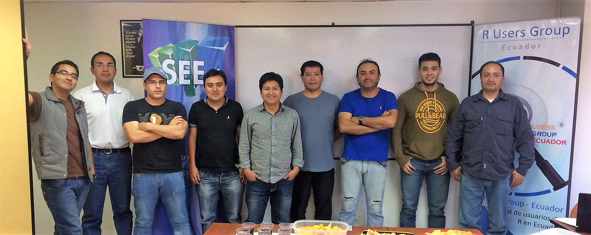 rusersgroup's tweet photo. ✔ ¡Finalizamos con éxito los módulos intensivos!
✴ Escuela de R-Estadística 3ra edición - 2017
Organizada por la Sociedad Ecuatoriana de Estadística y R Users Group - Ecuador @rusersgroup https://t.co/LFCqqBWgm3