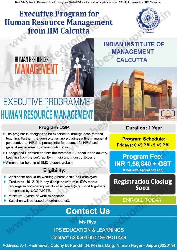 besteduonline's tweet photo. #IIM #Calcutta invites apps for of #Executive #Program in #Human #Resource #Management - #EPHRM
#Last #Date : 31st #Jan 2017
Contact: 8233970000, 9829016449
Email: info@besteduonline.in
Visit: https://t.co/eCuoVR91Ah
#BestEduOnline #Executive #Programs #IIM #Courses #Online https://t.co/DZz087RaDB