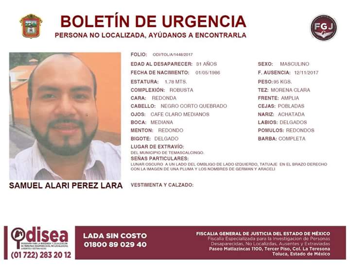 regresa_a_casa's tweet photo. Él es Médico Gineco-Obstetra Dr. Samuel Alari salió del Hospital Alfredo Harp, en Temascalcingo el 12 de noviembre, a las 7 p.m iba en su camioneta 2017 tipo Creta y desapareció. La camioneta fue encontrada, . pero del Dr. no hay rastro alguno. 
Ayudemos compartiendo. https://t.co/bnLnv4VOE0