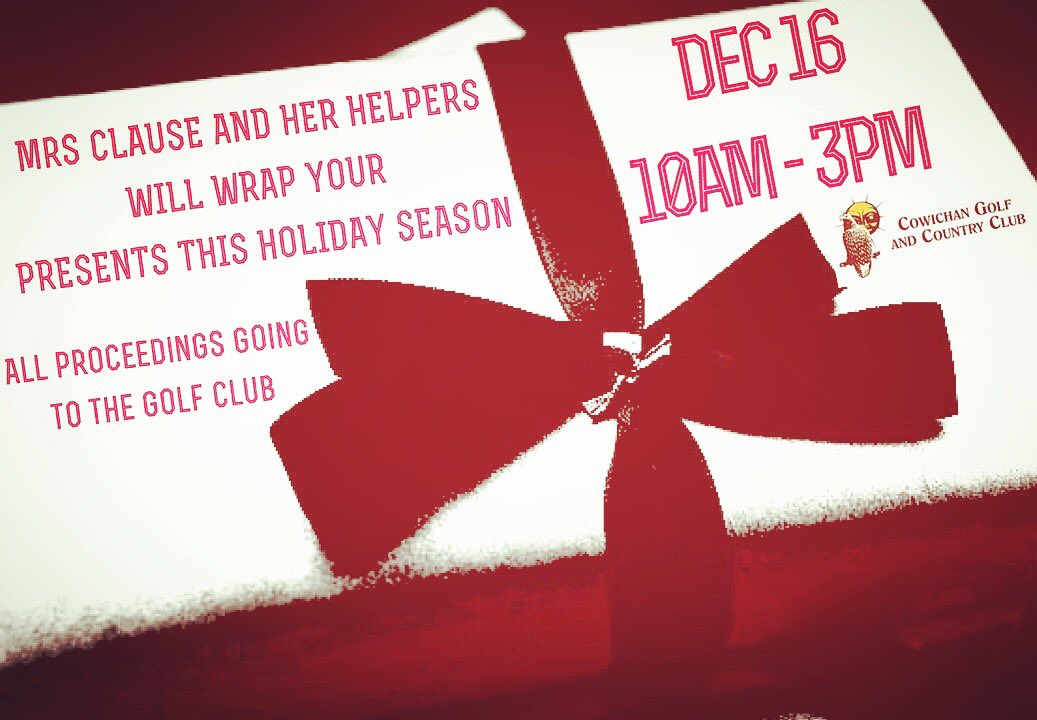 CowichanGolf's tweet photo. Gift Wrapping 2017 https://t.co/4sHq21SlCW #cowichangolfclub #cowichanvalley #presentwrappingtime #welldoit... https://t.co/gbIdTMWgiu @stormingolf https://t.co/tKt2o8QJtg