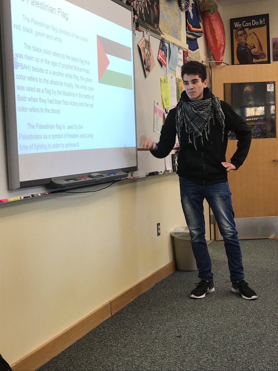 culpsclass's tweet photo. The World Cultures students loved learning first hand about Palestinian culture and life from this year’s Yes Exchange Student @ECAatState #InternationalEducationWeek #MiddleEast #Palestine https://t.co/zMFcwjKMkY