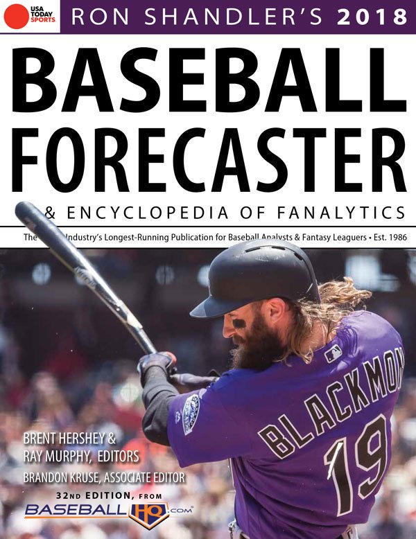 RonShandler's tweet photo. TONIGHT - With the forthcoming publication of the 2018 #BaseballForecaster, the @BaseballHQ editors and I will be conducting a twitter chat 7:30-8:30pm ET. Ask us anything. About players, strategies, personal hygiene tips, etc. #AskHQ https://t.co/B5LnGYxxR1