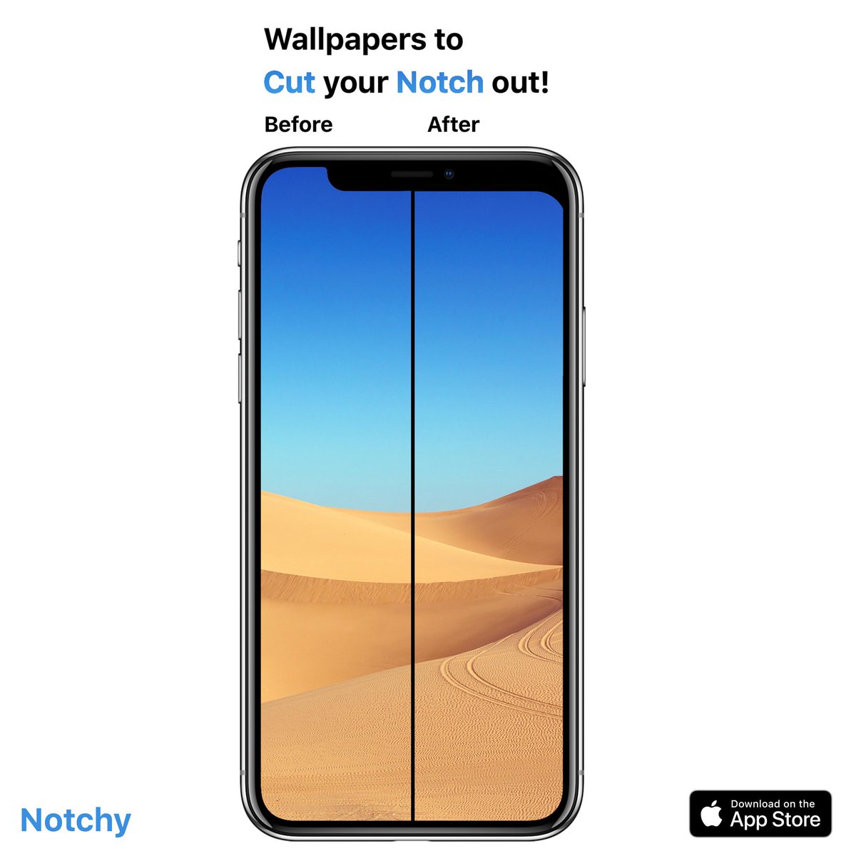 NotchyApp's tweet photo. Notchy fades and cuts your #IPhoneX #Notch away for free and without watermarks! https://t.co/SQ6y3a3xIw