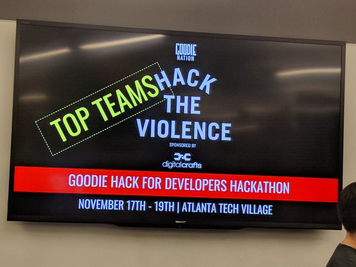 goodienation's tweet photo. Congratulations to all of our teams! Top teams in the #GoodieHack #HacktheViolence for Developers Hackathon:
1st place @GoTeachx
2nd place #BeyondtheClassroom
3rd place @Interceptatl https://t.co/WhwBRsbkJO