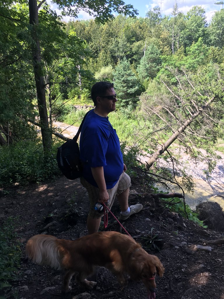 justmeshant's tweet photo. @ParksCanada #PupsInParks #ParksChallenge This is our Golden Retriever/Cocker Spaniel mix Riley checking out the Rouge valley with my hubby and I earlier this summer! https://t.co/RfDNklcY95