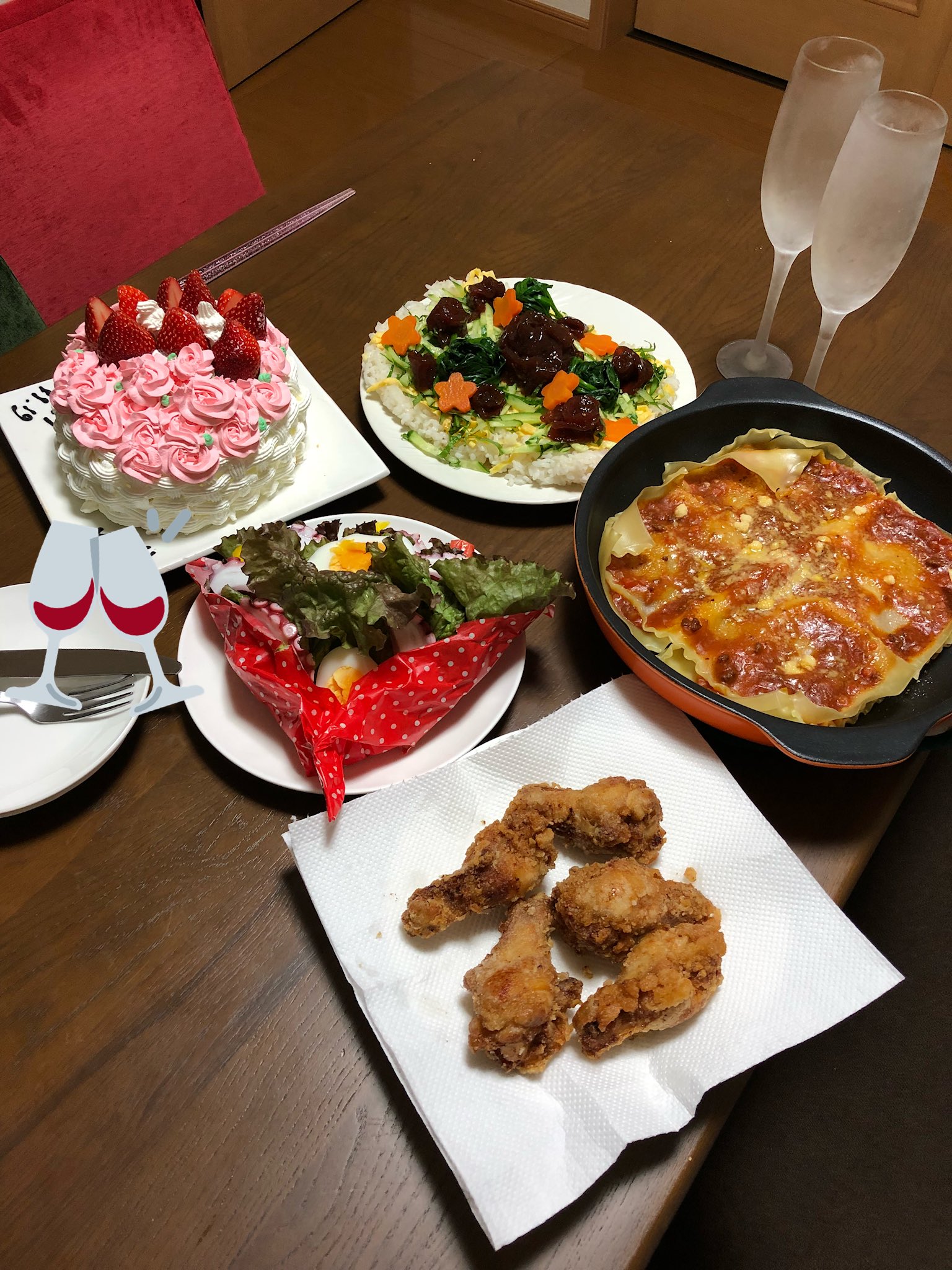 טוויטר M O בטוויטר 結婚記念日 手作りディナー 手作りケーキ ちらし寿司ケーキ ブーケサラダ 鶏の唐揚げ ラザニア T Co Ylyjnpubz5