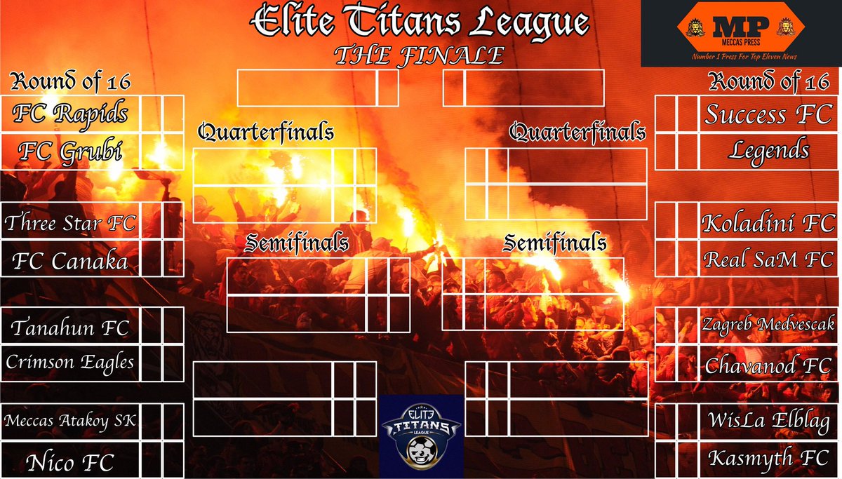 TopElevenElites's tweet photo. We are now less than an hour away from the start of the Round of 16 of the #EliteTitansLeague

Managers, the chats have been created. Please begin planing your first match!

Good luck!
#ETL https://t.co/x1ZHXAdaG1