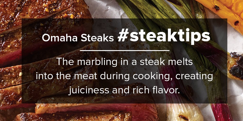 OmahaSteaks's tweet photo. #SteakTip: Most of the texture and taste we β€οΈ in a steak comes from marbling. A well-marbled steak is a truly beautiful thing! https://t.co/mJR6bE7XxZ