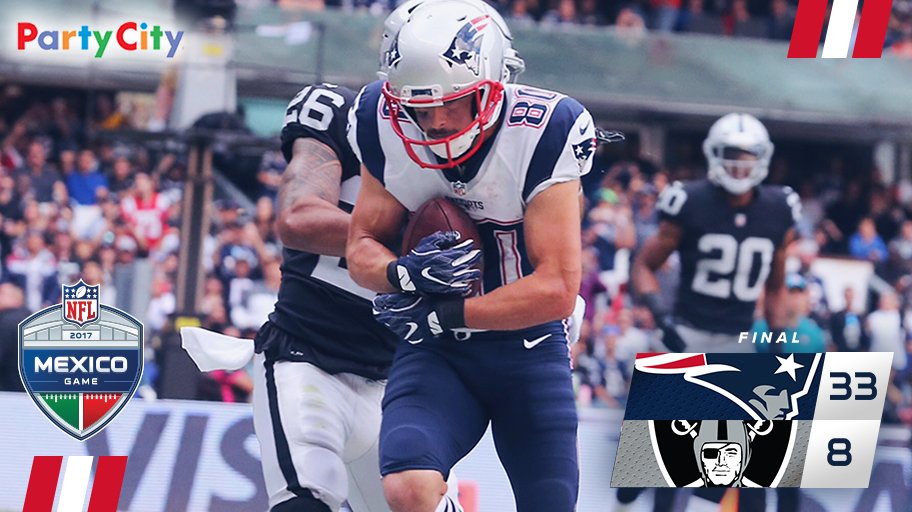 Patriots's tweet photo. Finishing the road trip with a win. #PatriotsEnMexico https://t.co/Vx2YdmL55R