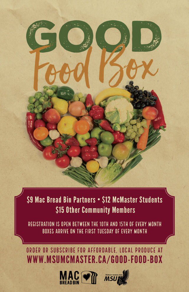 MSU_FCC's tweet photo. Good Food Boxes orders are open! Link to order here: https://t.co/fzdyDlYn6h Deadline to order is the 25th. #McSU https://t.co/QiSv2qyVAd