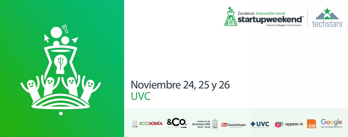 ingsoftwareuaz's tweet photo. #IngSoftware participen en el Startup Weekend Zacatecas que se realizará del 24-26 de noviembre
PRECIO ESPECIAL A ESTUDIANTES $450. Incluye: alimentos, snacks, mentorías, camping( casa de campaña y colchoneta), playera y kit. Habrá entradas para talent land al equipo ganador https://t.co/a0sKggrv9q