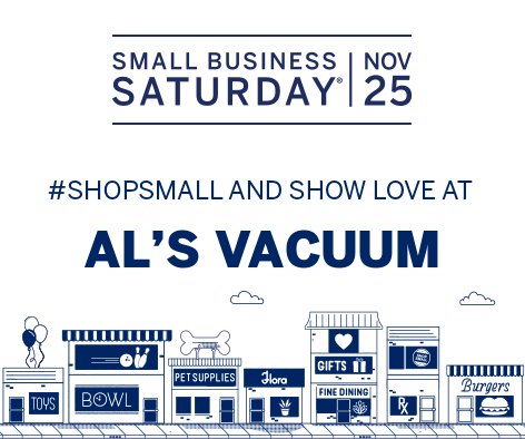 AlsVacuumMN's tweet photo. SHOP Al's Vacuum SMALL BUSINESS SATURDAY, NOVEMBER 25TH!  #45YearsInBusiness #ShopSmall #FamilyOwnedandOperated #AnniversarySale #Deals #SpecialOffers #AsFeaturedonAroundTownTV https://t.co/V3ebARUBTb