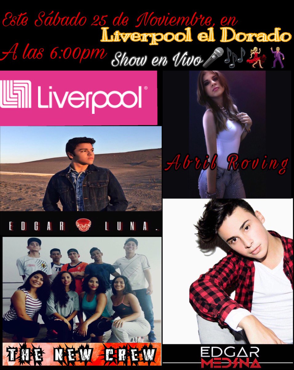 EdgarMMedinaa's tweet photo. Ayudenme mis amores a compartir esta imagen por todo Veracruz! 🙏🏻

Estaré Presentándome en Liverpool el Dorado junto con varios amigos! Para cantarles y tomarnos muchas fotos ❤️👌🏻🎶 https://t.co/g4VxVlrbQE