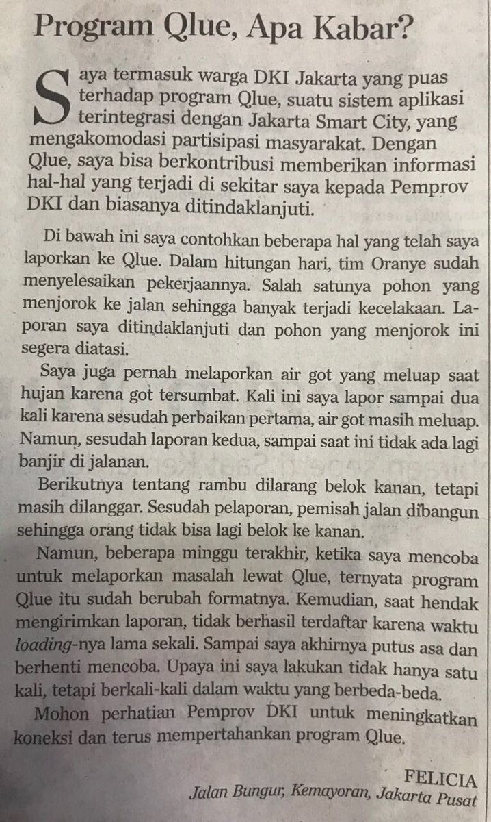 meenachan's tweet photo. Selamat Pagi Bapak @aniesbaswedan dan Pak @sandiuno ..barangkali belum sempat baca surat pembaca di koran... https://t.co/RAyBopRPPU