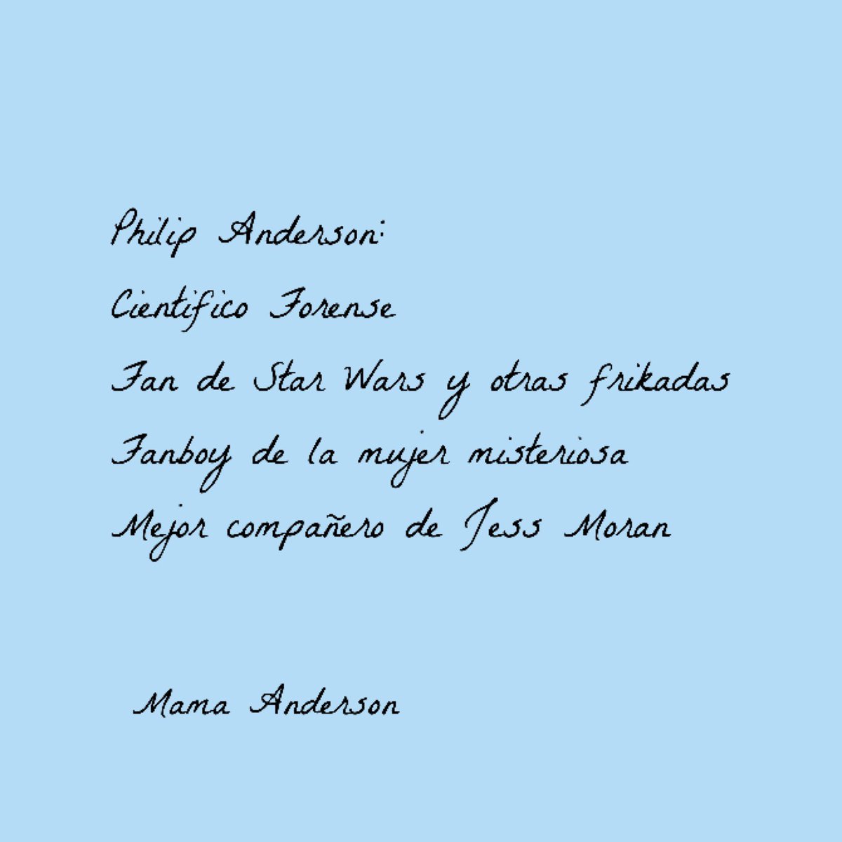MissJMoran's tweet photo. Se busca Philip Anderson.

~ Científico Forense en Scotland Yard
~ Nerd
~ Divertido
~ Buen compañero 

Para tramas con Jess Moran y Sherlock.
Rol de diversion/Feelings
Universo Sherlock BBC
#Sebuscarol #Rol 

Un retweet por favor. 
O un MD si eres Anderson y quieres jugar. https://t.co/1PhynRQBHU