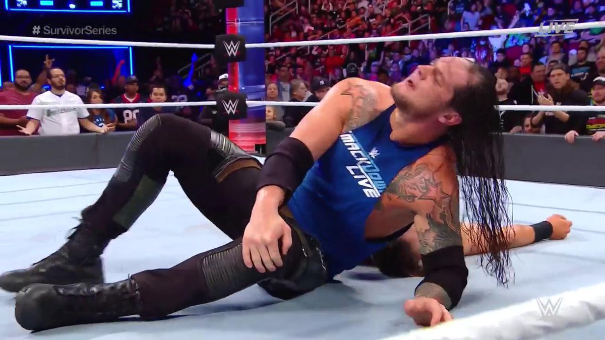 WWE's tweet photo. It was a GRUELING effort, but #USChampion @BaronCorbinWWE has put #SDLive on the board with a VICTORY over @mikethemiz! #SurvivorSeries https://t.co/5jRAmKC8xV