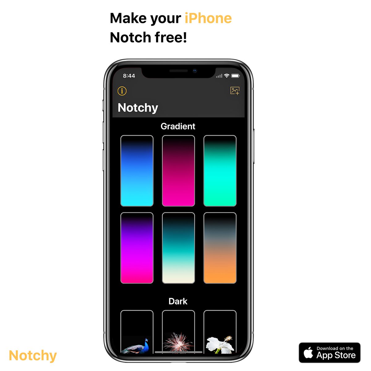 NotchyApp's tweet photo. Notchy provides custom designed #IPhoneX #Notch free wallpapers for free and without watermarks! https://t.co/b1UtcJ3fIY