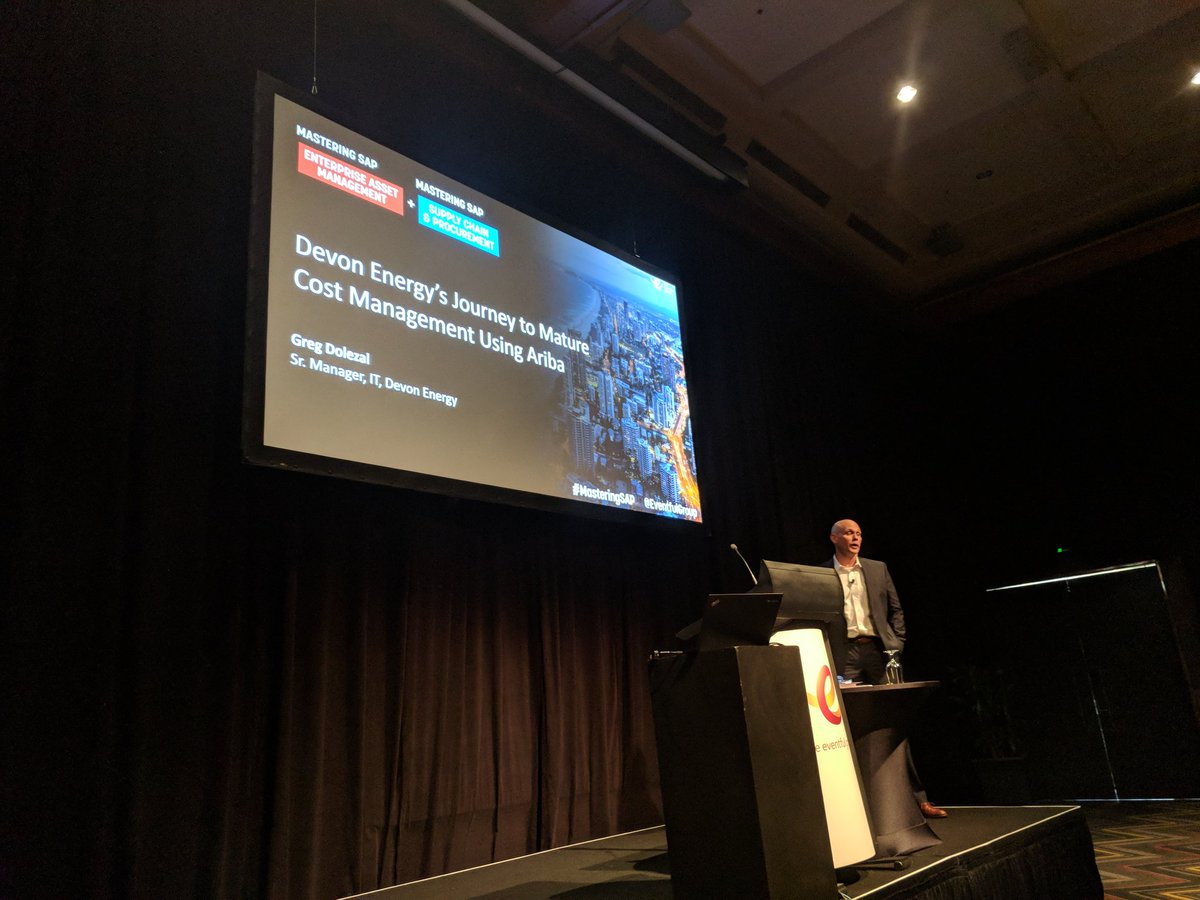 DuncanSAP's tweet photo. Greg Dolezal from Devon Energy smashing it in the #blueroom Working on an Ariba bus. case? Talk to Greg about Cost Management using #Ariba #MasteringSAP @eventfulgroup https://t.co/b5qbxp5wIm
