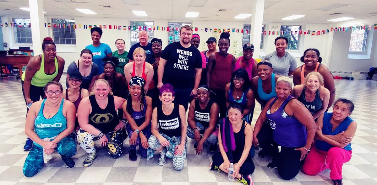 WERQfitness's tweet photo. Cheers to #WERQrep Sonja Burns for celebrating her 2nd anniversary of offering #FREE #WERQ Dance Fitness classes at First English in #Baltimore #MD! Sonja, this group is so lucky to have you. Congratulations! #WERQit #WERQlikeaboss #WERQhard #WERQtogether #DoGood https://t.co/V6LFkiDScR
