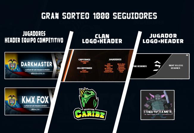 MEGA SORTEO 1K SEGUIDORES 

El ganador se lleva:
-Logo+Header
-Logo+Header para su clan
-Headers para tu equipo competitivo

Requisitos
-Dar RT/Siguenos
-Seguir a nuestro diseñadores
@Darkmaster_cr <a href="/afrosada27/">Felipe pipe</a> <a href="/Kenndo_Gamer/">Kenndo</a> @SantiagoScl2004 
-Seguir a <a href="/AlbumCorvusCr/">Album Corvus GM</a> 

END 2/12/17