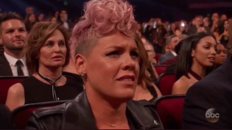 keatonkildebell's tweet photo. P!nk's face during Christina Aguilera's Whitney Houston tribute has me rolling on the floor. #AMAs https://t.co/a8y160BRyE