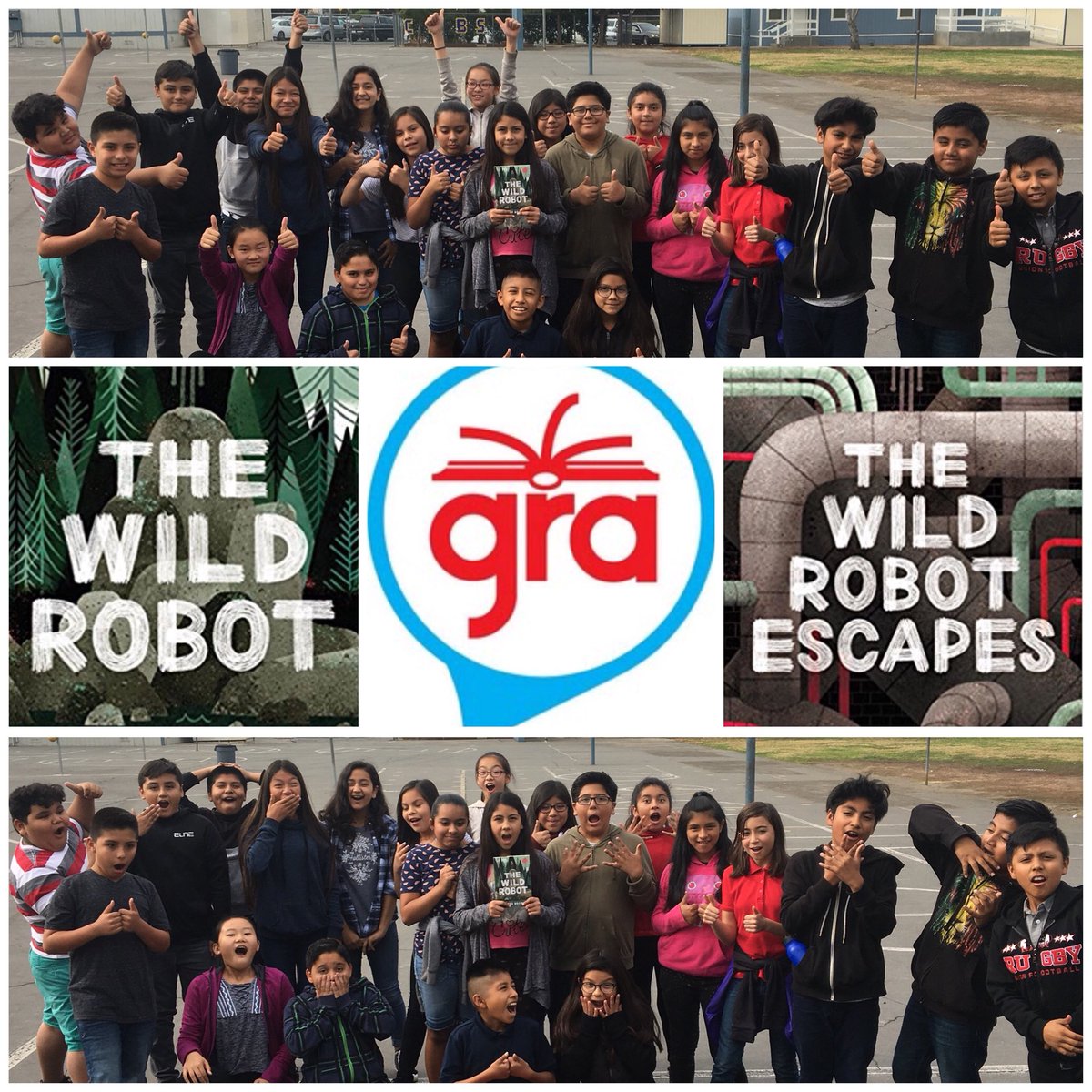 Nancy Buck (@jellickbuck) on Twitter photo 👍🏻All Thumbs Up👍🏻after finishing The Wild Robot! ❤️LOVE the classic reaction when I️ told them there’s a SEQUEL coming!!! 😃 Thank you <a href="/globalreadaloud/">Pernille Ripp</a> and YAY! to <a href="/itspeterbrown/">peter brown!</a> 🎉 👍🏻All Thumbs Up👍🏻after finishing The Wild Robot! ❤️LOVE the classic reaction when I️ told them there’s a SEQUEL coming!!! 😃 Thank you <a href="/globalreadaloud/">Pernille Ripp</a> and YAY! to <a href="/itspeterbrown/">peter brown!</a> 🎉