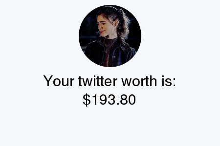 My Twitter worth is: $193.80

Find yours with tinyurl.com/mytwitterworth

.