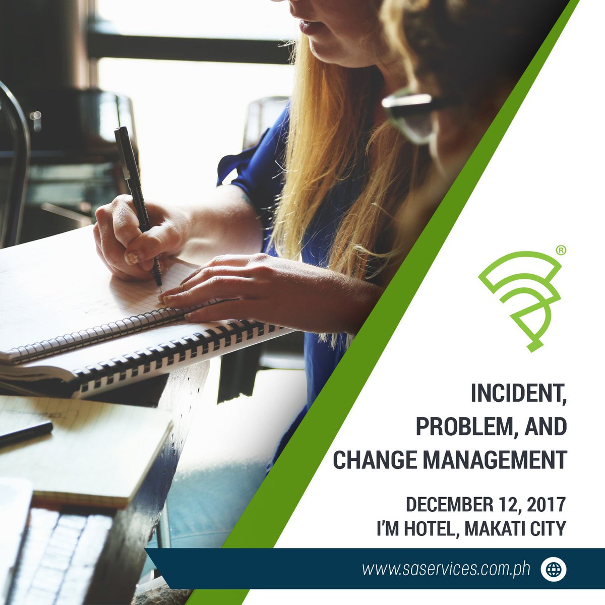 sas_mngt's tweet photo. Learn from an ITIL Expert. Join our Incident, Problem, and Change Management this 12 December 2017 at I'm Hotel, #Makati. Sign up now! #SAStig #SAStronomical #ITIL #change #Management https://t.co/SCVVg2i4FG