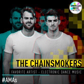 AngelLeadTheWay's tweet photo. And the winner is.... #TheChainsmokers 
Favorite Artist Electronic Dance Music
#TeamAngelsAARW_  https://t.co/22RVHurFSZ
#AMAs https://t.co/JrBr2OThKU