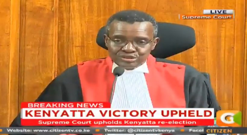 citizentvkenya's tweet photo. Supreme Court unanimously upholds the re-election of President Uhuru Kenyatta in repeat poll. https://t.co/0CHCx9FMG7

#SupremeJudgment https://t.co/lPDGARVP34