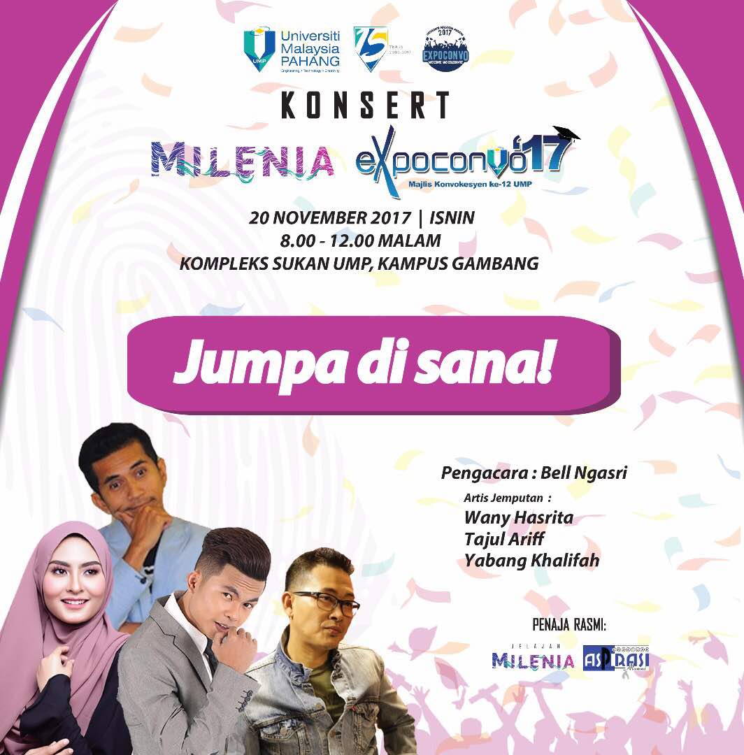 jelajahmilenia's tweet photo. Hai semua ๐๐ป Jangan lupa malam ni konsert #milenia #expoconvo17 Team @jelajahmilenia akan berada di sana malam nanti..Jumpa kami di sana.. ๐ https://t.co/R3zMLFlPKm