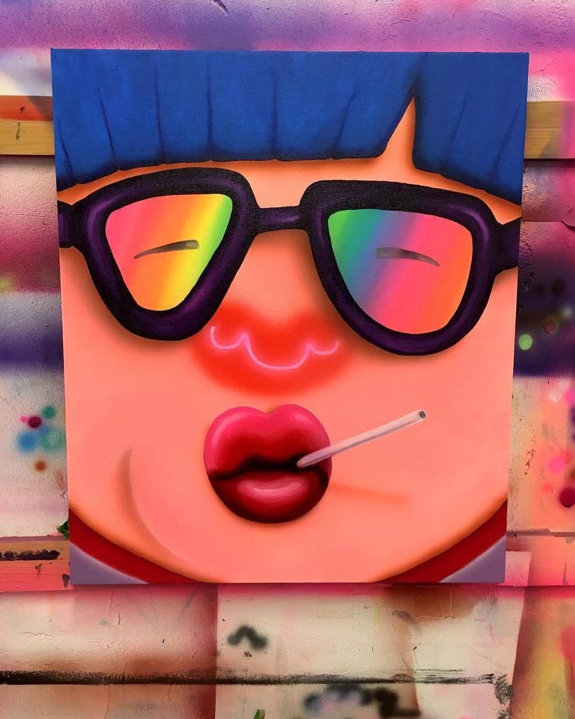 superfuturekid's tweet image. ‘It’s ok to suck’, 🍭oil, acrylic, airbrush on canvas, 22” x 26”