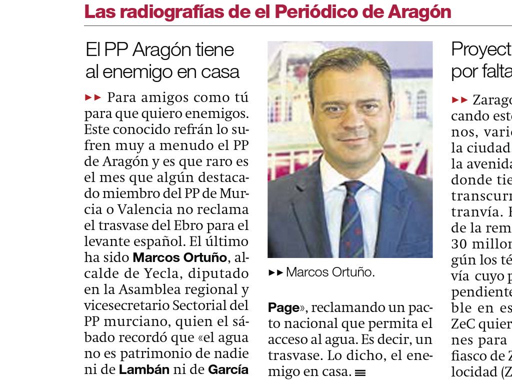 La portavoz del PP repetía en el Pleno de las Cortes de Aragón que no había amenaza de trasvase... ¡Pues en Murcia el PP lo están pidiendo!