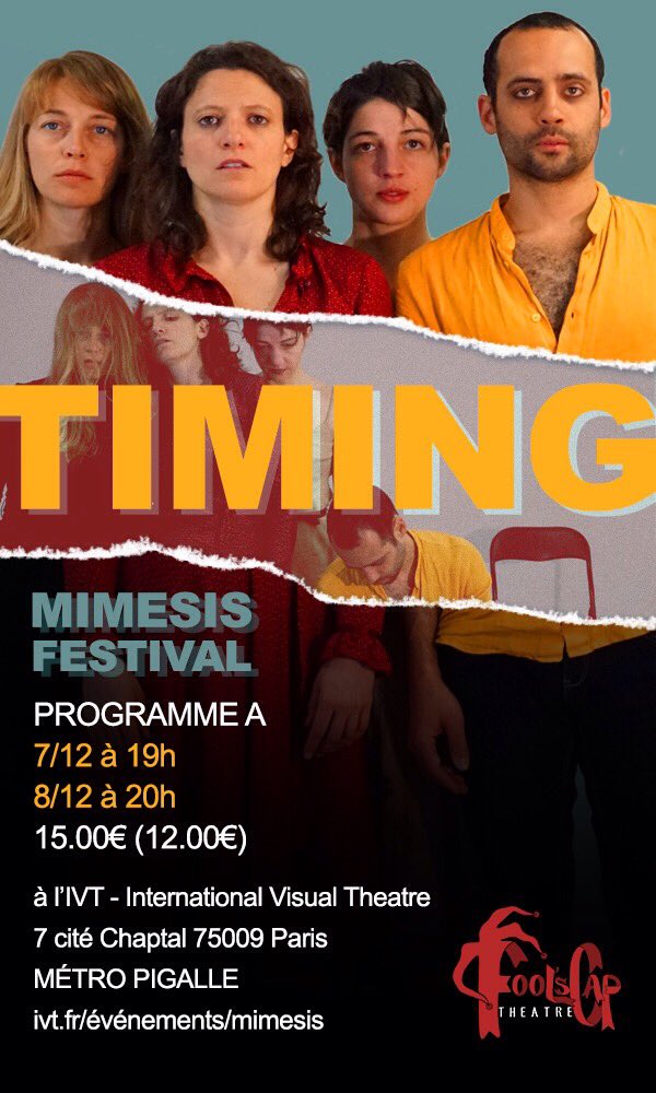 FoolsCap_T's tweet photo. Amies! ‘Timing’ au @Mimesis Festival au @TheatreIVT à #Paris le 7 et 8 de nov. https://t.co/9J1pVRTTrc  #dancetheatre #grouppiece #movementbased #shortpiece #touching https://t.co/EcrmdxURi5
