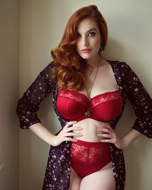 Lingerie skinny redhead curvy