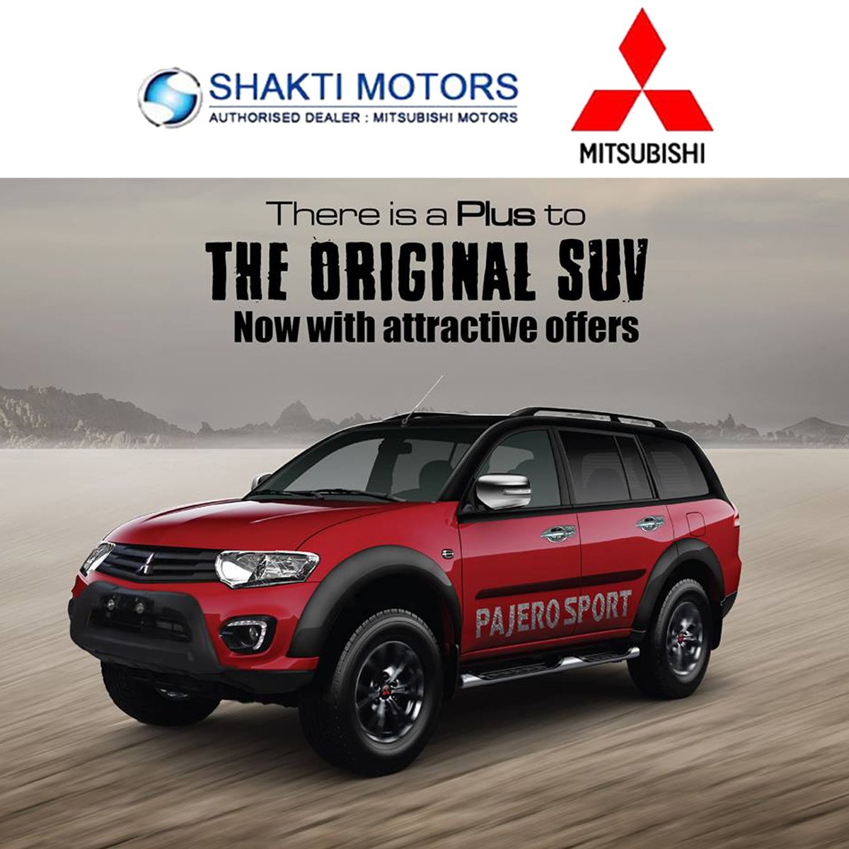 shaktimotor's tweet photo. There is a Plus to The #OriginalSUV - #PajeroSport
 @shaktimotor : https://t.co/UaPMgurHKG 
#Showroom in #NaviMumbai 
#Mitsubishi #SmartSUV https://t.co/z17oAvwzZX