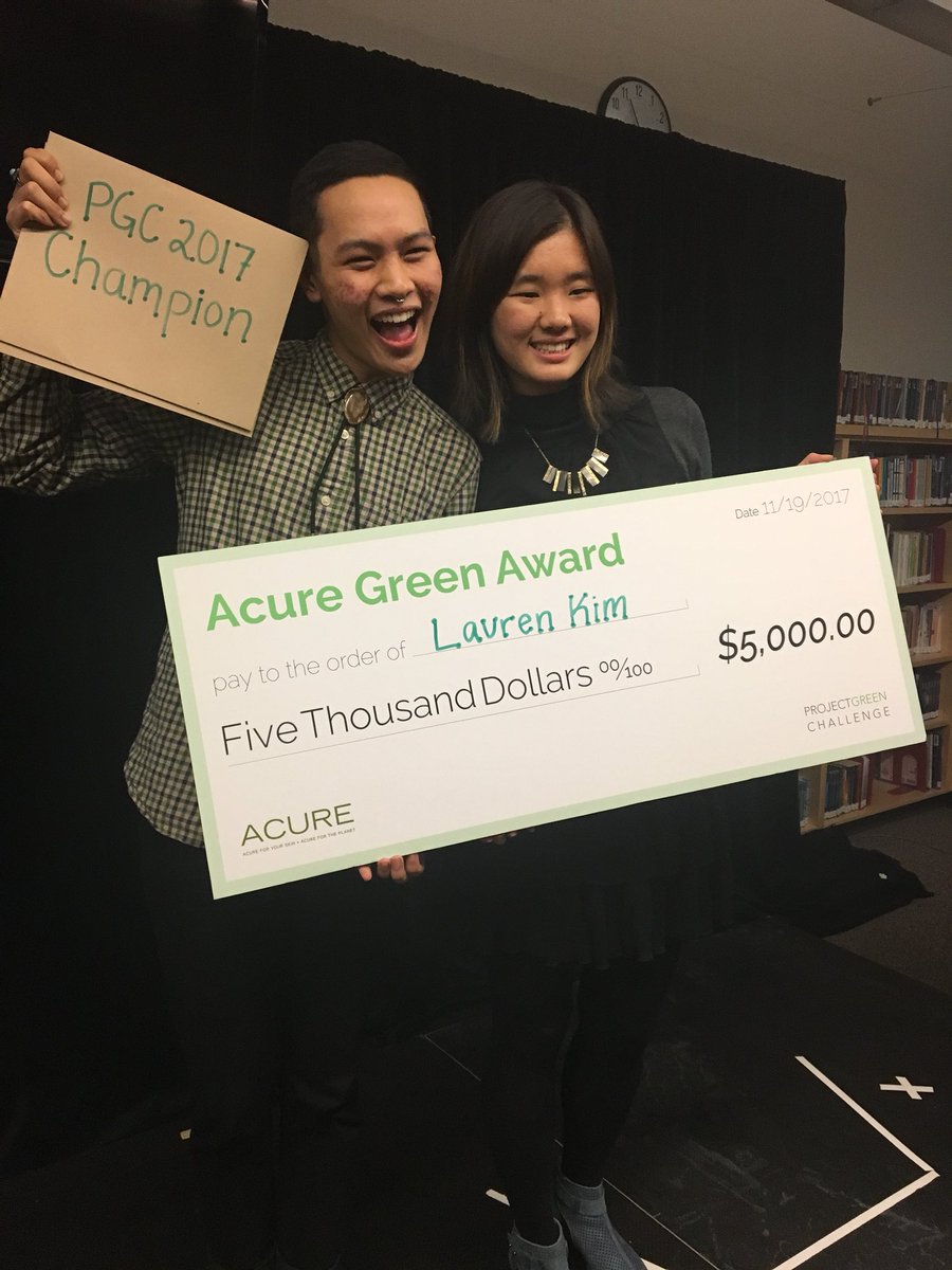 TurningGreenOrg's tweet photo. And our Project Green Challenge Champions of 2017 are.... LAUREN KIM AND JINNO VICENCIO!!!!!!!!! #pgcfinals #pgc2017 #pgcchampions https://t.co/PvOJdHs0u5